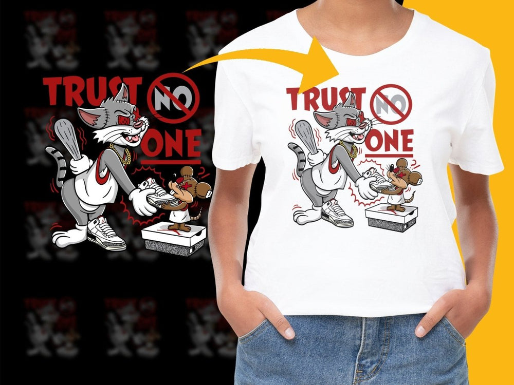 Mischievous Cartoon Cat and Mouse Trust No One PNG File - Teepew