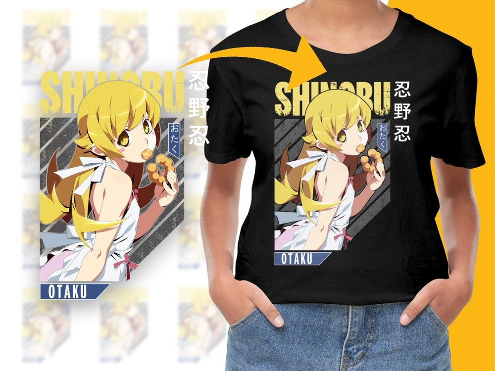 Monogatari Series Shinobu Oshino Eating Donut Art Digital - Teepew