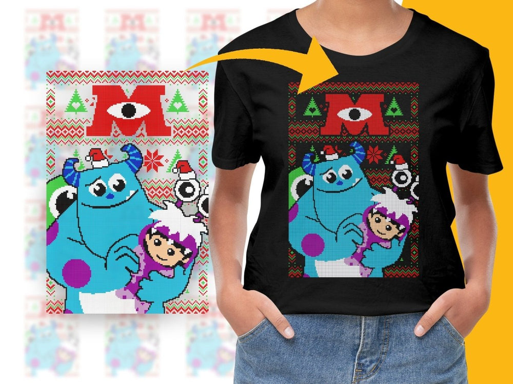 Monsters Inc Ugly Christmas Sweater Style PNG File - Teepew