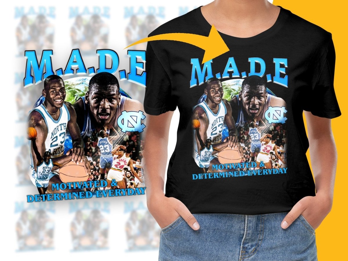 Motivated And Determined Everyday Michael Jordan North Carolina Basketball Legend Bootleg PNG File - Teepew