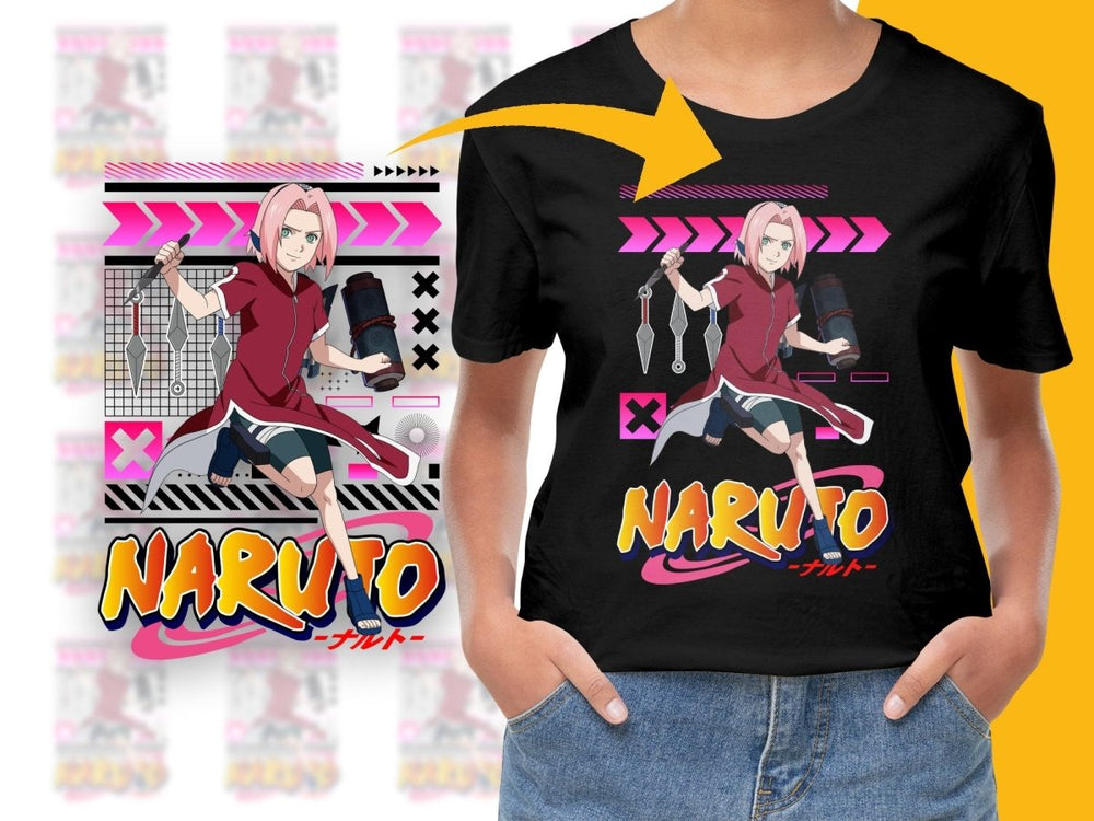 Naruto Anime Sakura Haruno Graphic Tees PNG File - Teepew