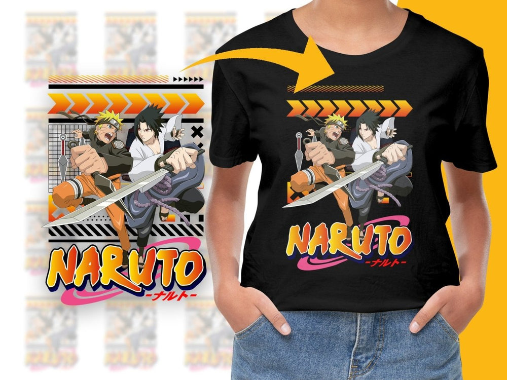 Naruto vs Sasuke Action Packed Graphic PNG File - Teepew