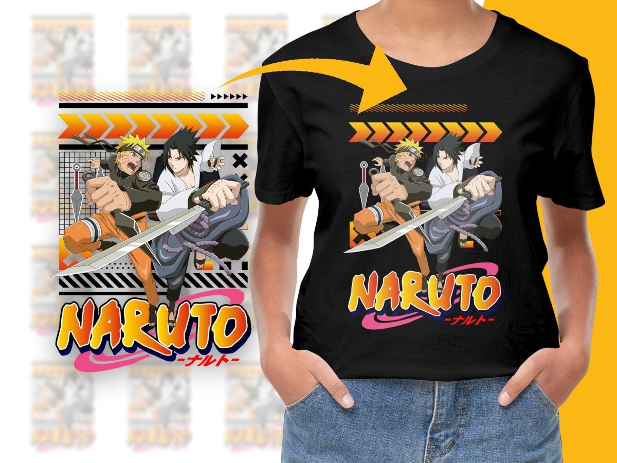 Naruto vs Sasuke Action Packed Graphic PNG File - Teepew