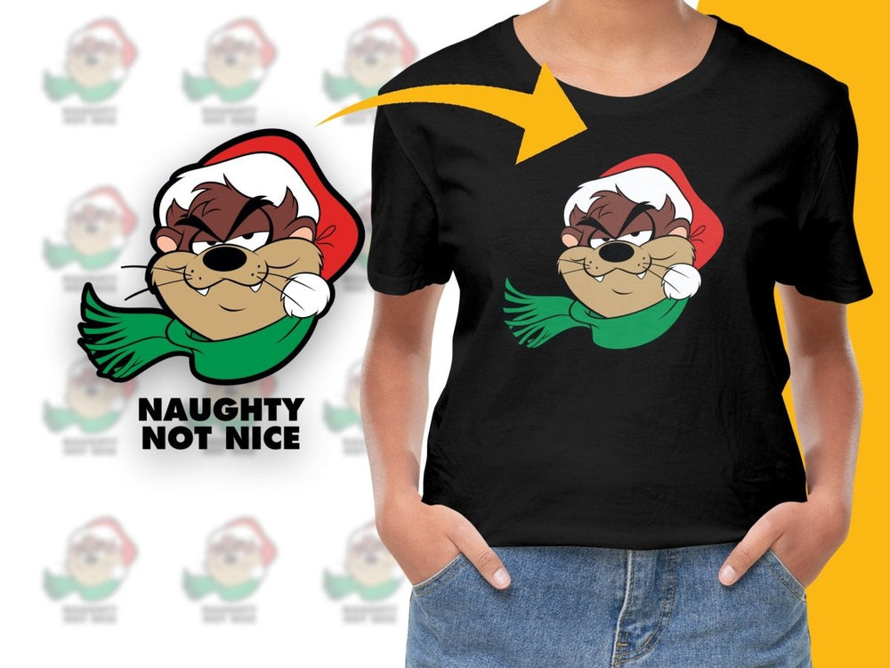 Naughty Not Nice Christmas Taz PNG File - Teepew