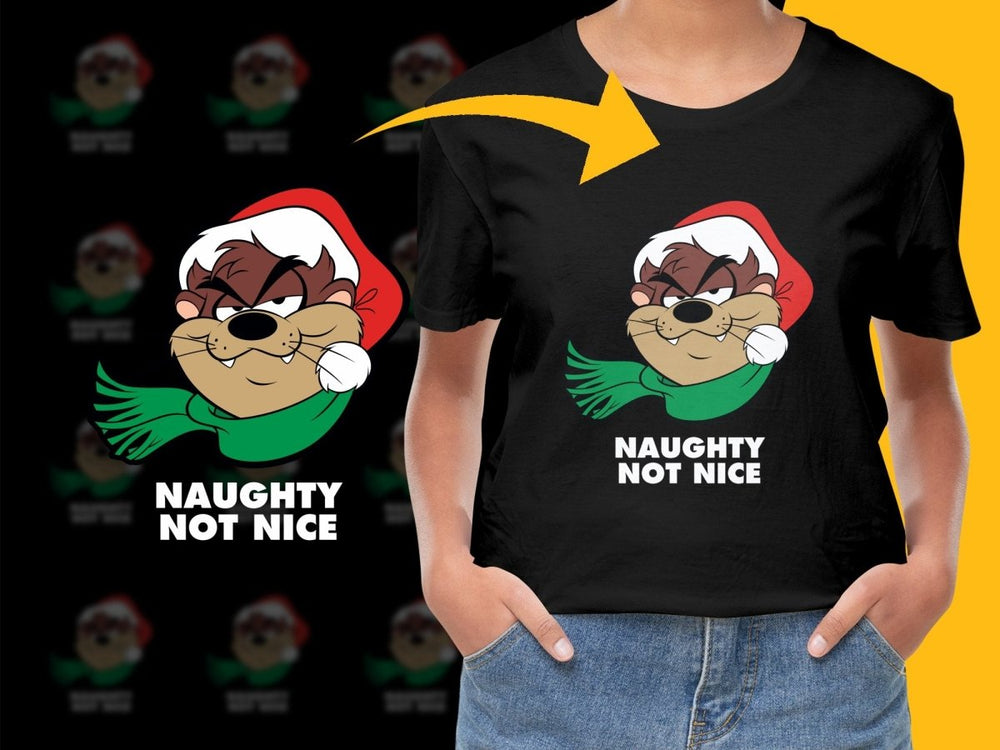 Naughty Not Nice Christmas Taz Santa Hat Graphic PNG File - Teepew