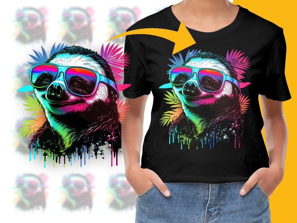Neon Sloth Graphic Print Unisex PNG File - Teepew