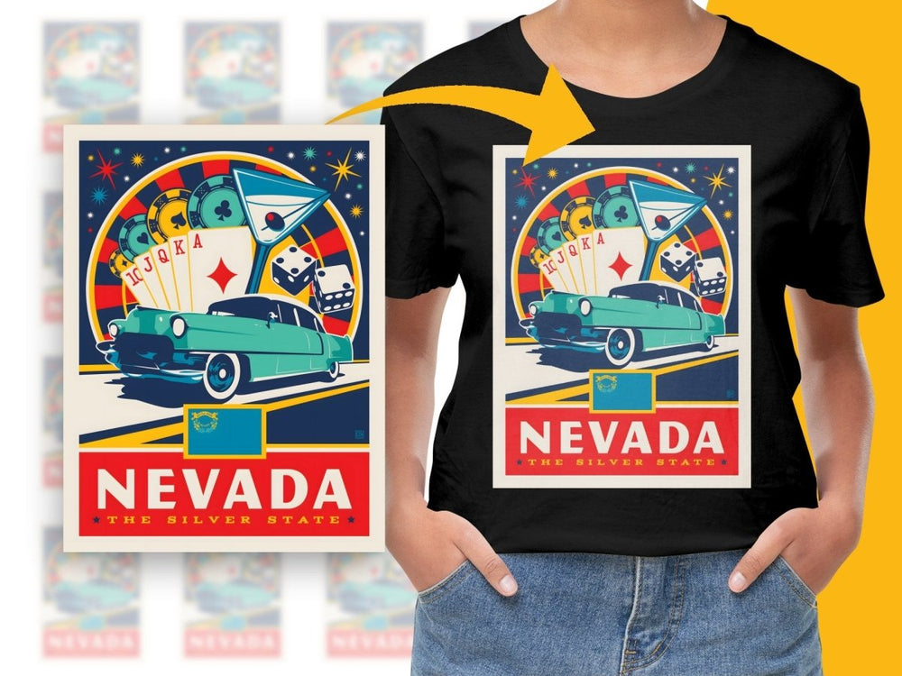 Nevada The Silver State Retro Car Casino Art Png Digital Download - Teepew