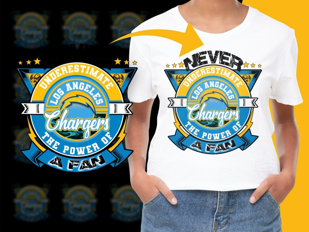 Never Underestimate Los Angeles Chargers Fan Power PNG File - Teepew
