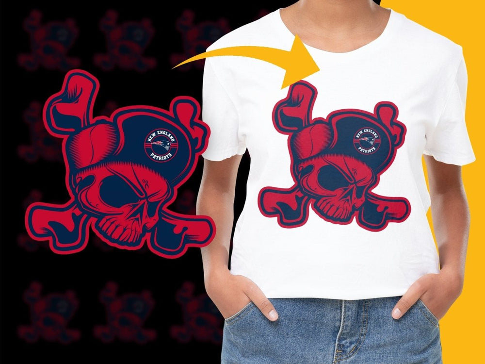 New England Patriots Skull and Crossbones Graphic PNG File - Teepew