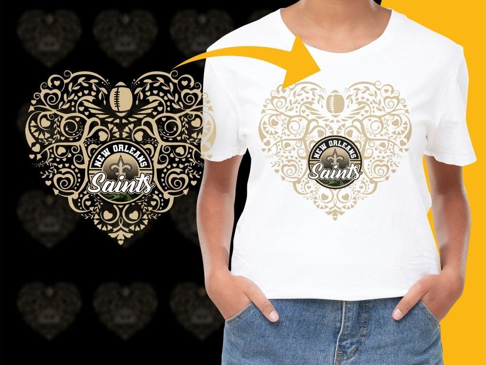 New Orleans Saints Heart Design Fan PNG File - Teepew