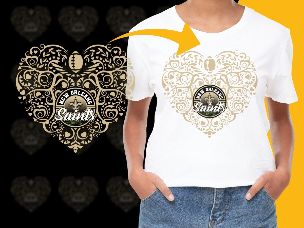 New Orleans Saints Heart Design Fan PNG File - Teepew
