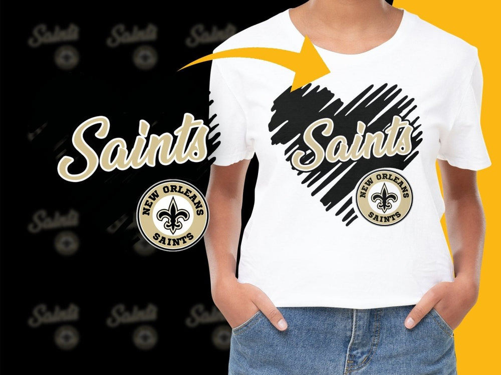 New Orleans Saints Heart Design Graphic PNG File - Teepew
