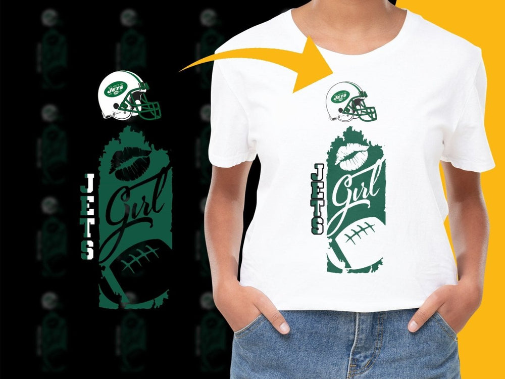 New York Jets Girl Football Theme Graphic PNG File - Teepew