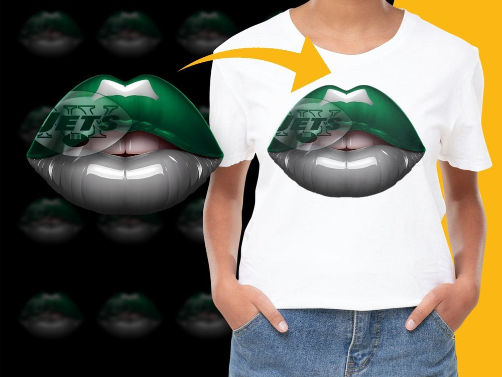 New York Jets Lip Print Graphic Casual Wear PNG File - Teepew