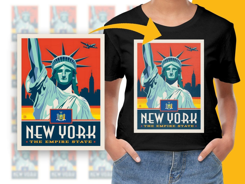 New York The Empire State Vibrant Retro Style PNG File - Teepew
