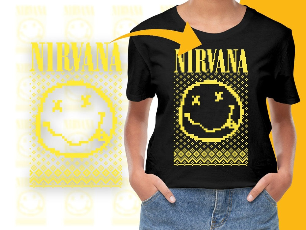 Nirvana Smiley Christmas Design Graphic PNG File - Teepew