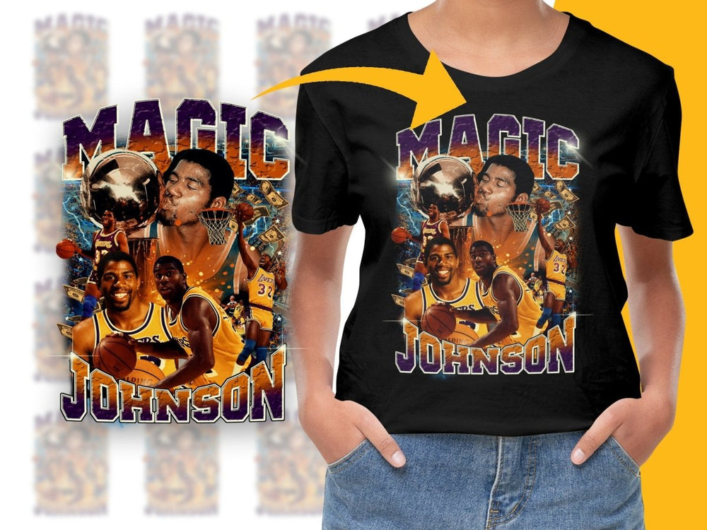 Nostalgic Magic Johnson Lakers Basketball Legend Bootleg PNG File - Teepew