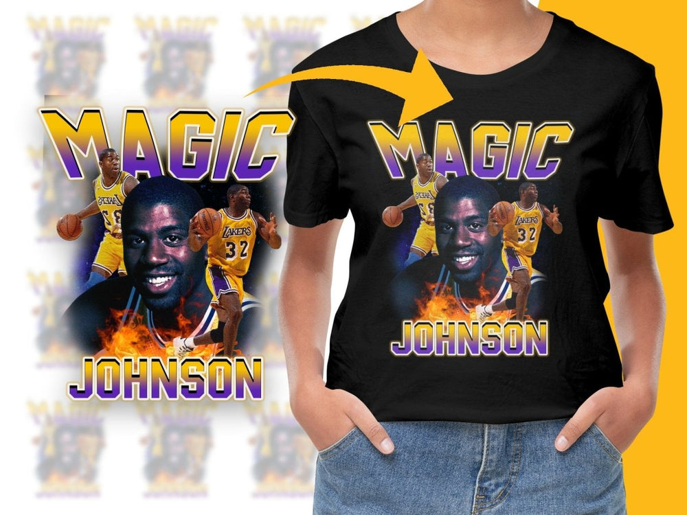 Nostalgic Magic Johnson Los Angeles Lakers Basketball Superstar Bootleg PNG File - Teepew