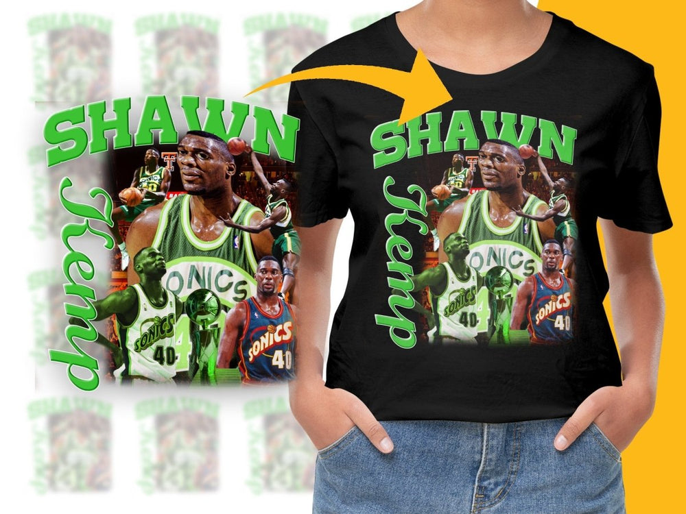 Nostalgic Shawn Kemp Seattle Supersonics Basketball Legend Bootleg PNG File - Teepew