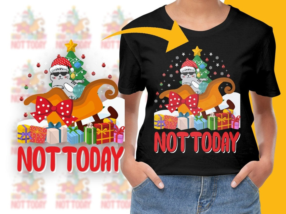 Not Today Christmas Cat in Santa Hat Graphic PNG File - Teepew