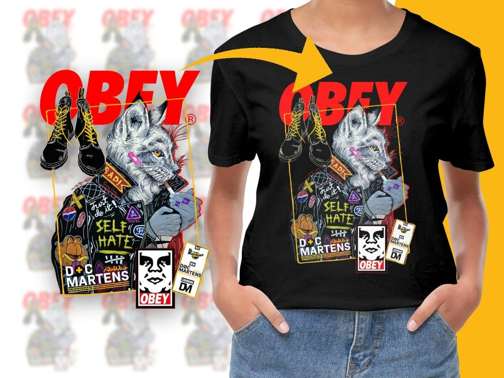 Obey Branded Cat with Cigarette Design Graphic PNG File - Teepew
