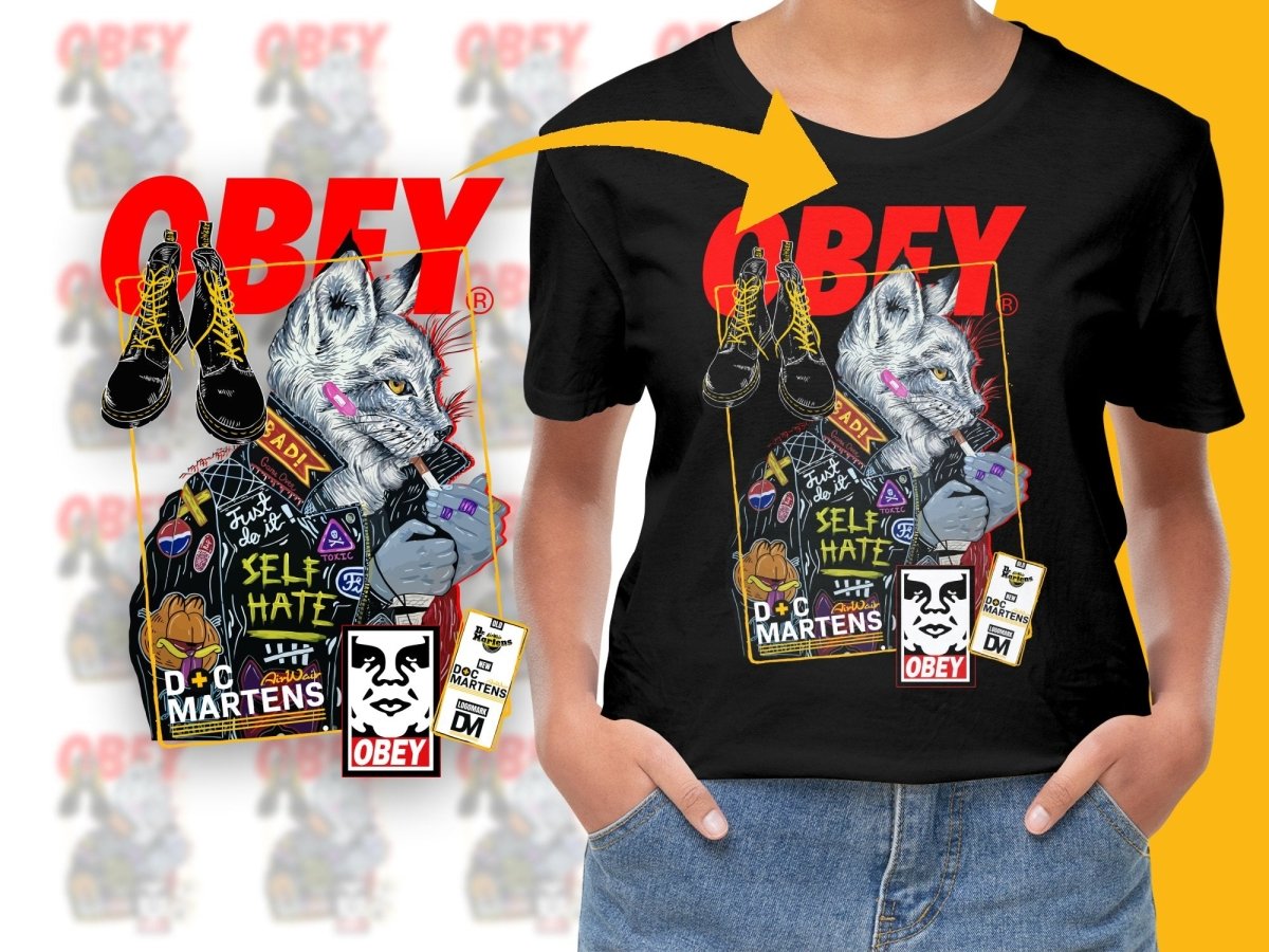 Obey Branded Cat with Cigarette Design Graphic PNG File - Teepew