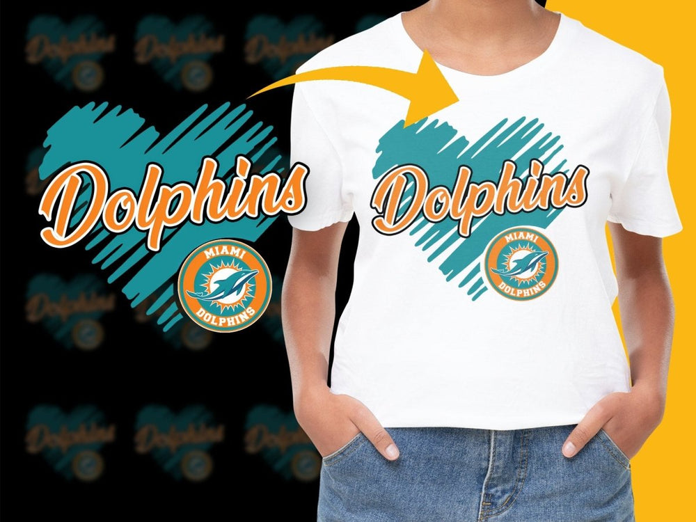 Official Miami Dolphins Fan Heartbeat PNG File - Teepew
