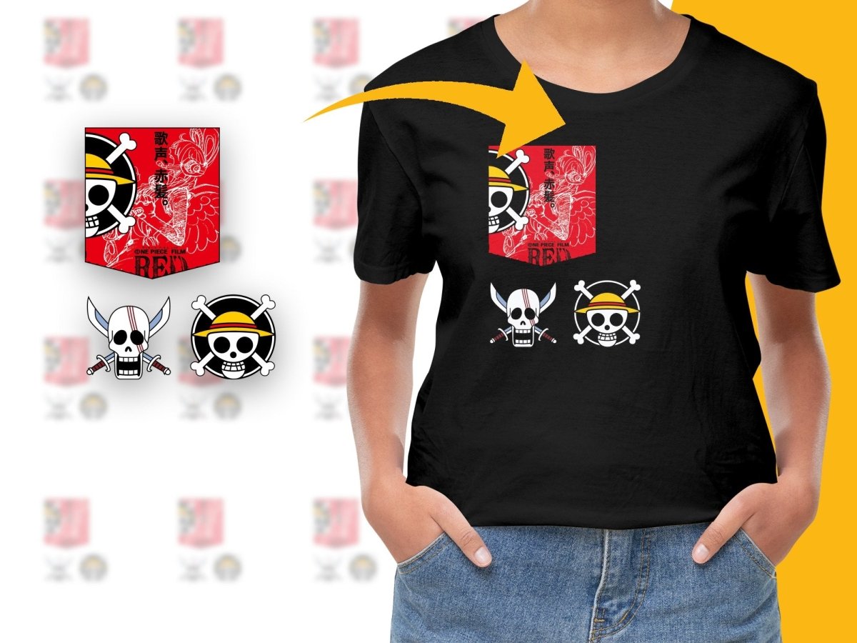 One Piece Film Red Skull and Crossbones Graphic PNG File - Teepew