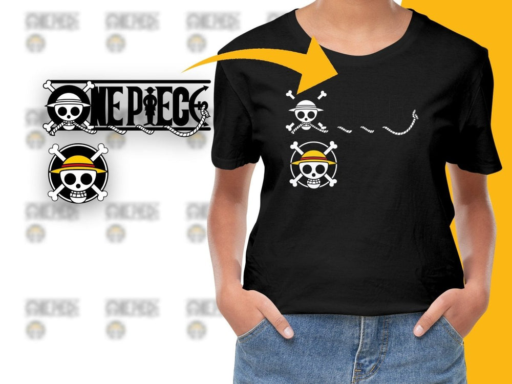 One Piece Luffy Skull Logo and Text Design PNG File - Teepew
