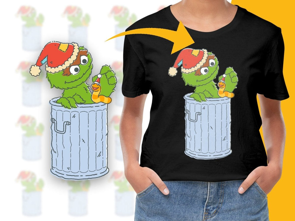 Oscar the Grouch Christmas Hat Trashcan PNG File - Teepew
