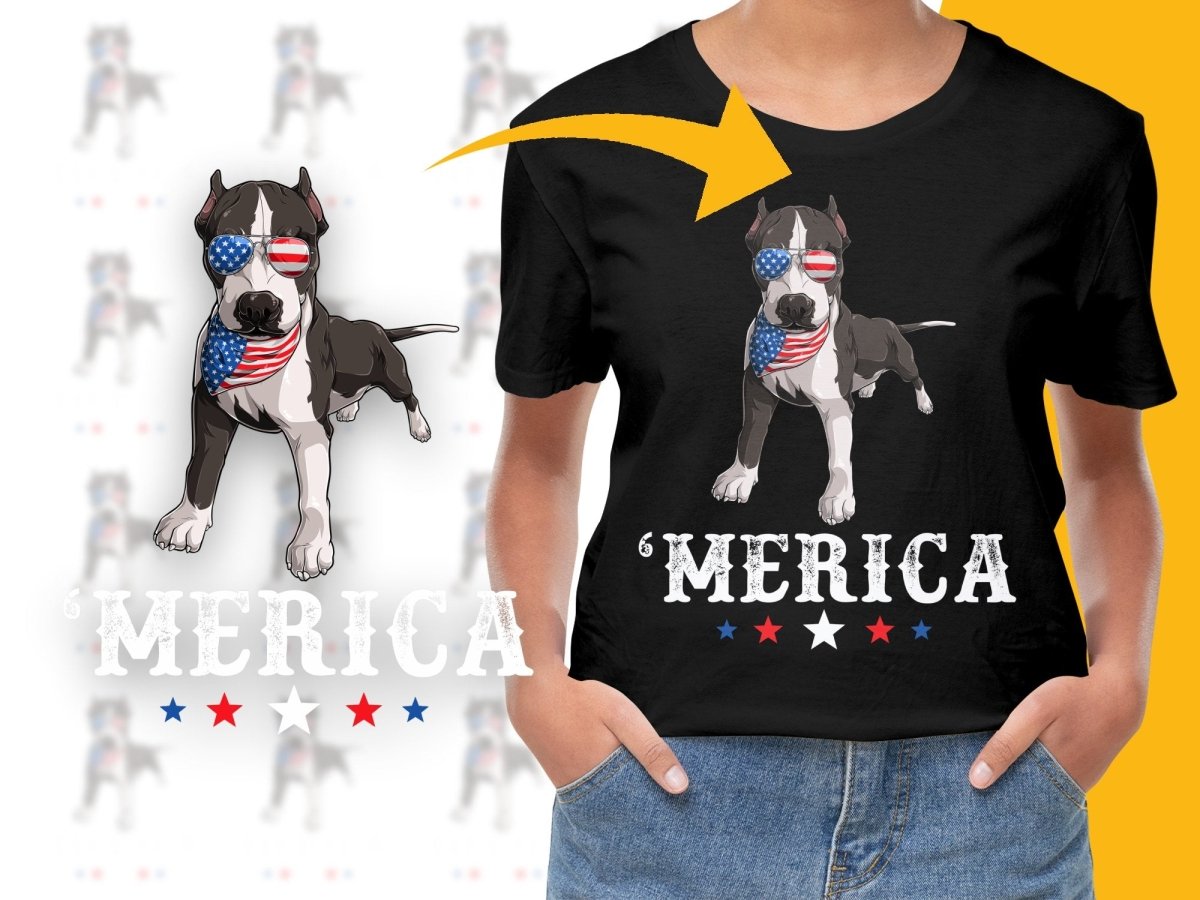 Patriotic American Pit Bull Terrier Graphic PNG File - Teepew