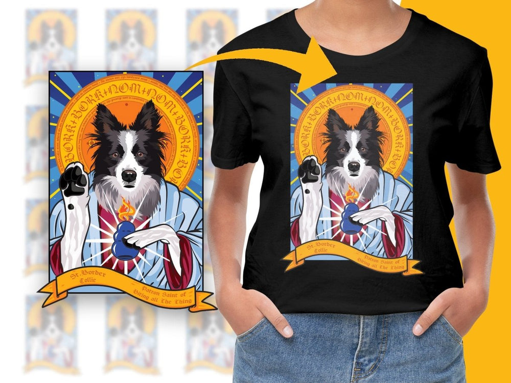 Patron Saint of Pets Design Unique Border Collie PNG File - Teepew