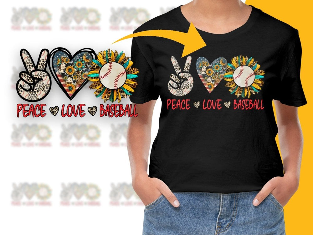 Peace Love Baseball Flowers and Sunflower PNG File - Teepew