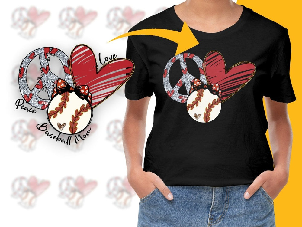 Peace Love Baseball Mom Graphic Print PNG File - Teepew