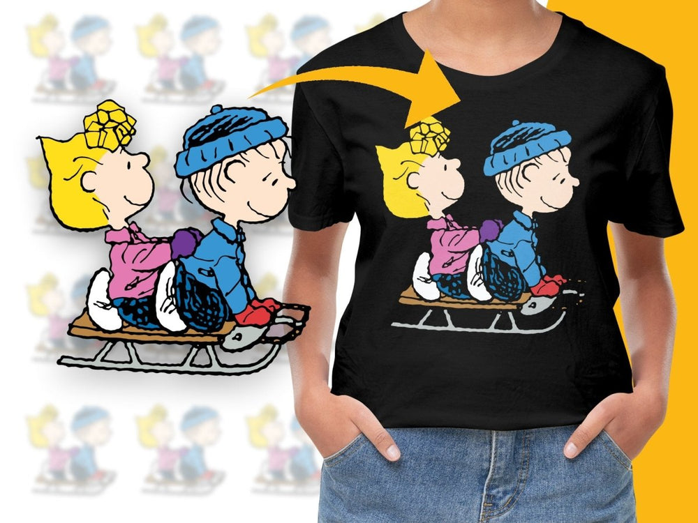Peanuts Christmas Character Sledding Cartoon PNG File - Teepew