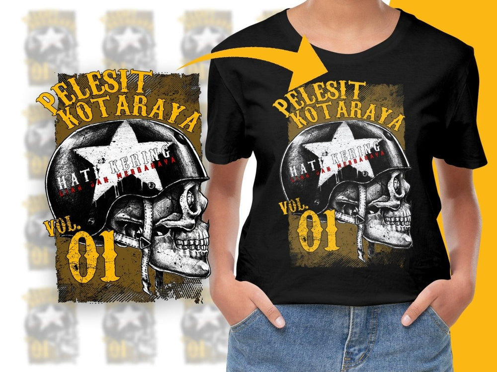 Pelesit Kotaraya Vol. 01 Skull with Helmet Graphic PNG File - Teepew