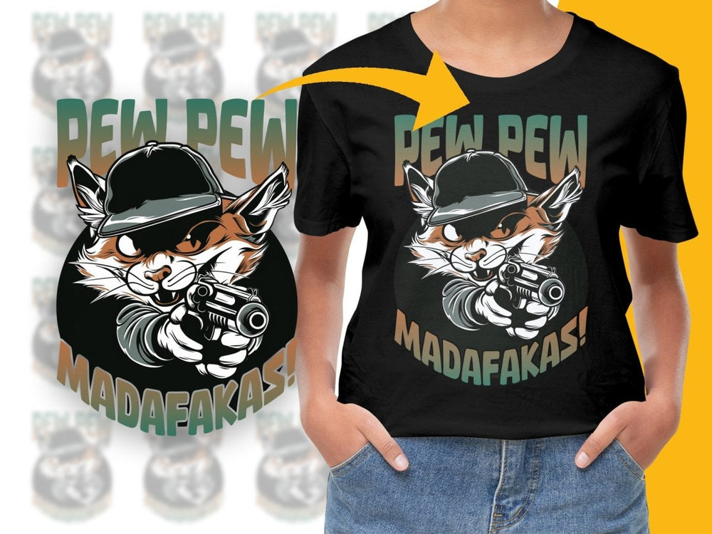 Pew Pew Madafakas Fox with Gun Funny Graphic PNG File - Teepew
