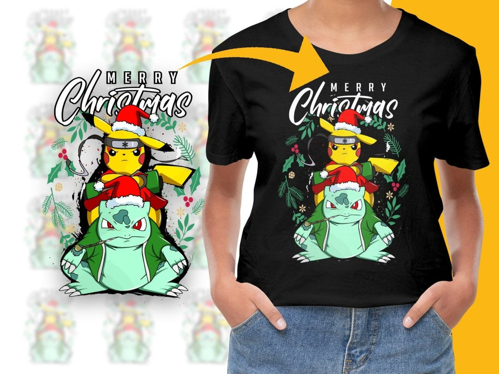 Pikachu and Bulbasaur Merry Christmas PNG File - Teepew