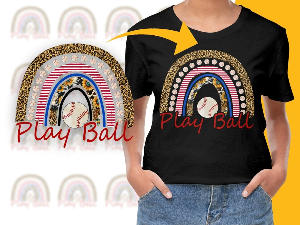 Play Ball Rainbow Baseball Leopard Graphic PNG File - Teepew