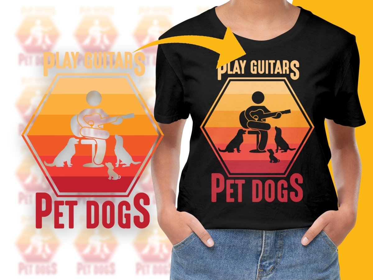 Play Guitars Pet Dogs Design Men's Crewneck PNG File - Teepew