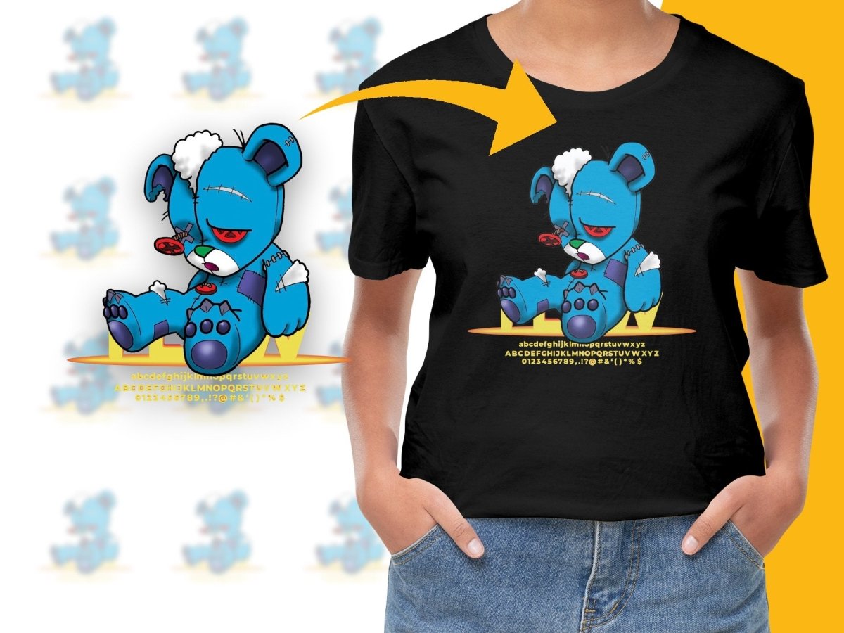 Playful Blue Teddy Bear Alphabet Design PNG File - Teepew