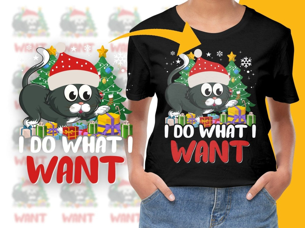Playful Christmas Cat in Santa Hat Graphic PNG File - Teepew