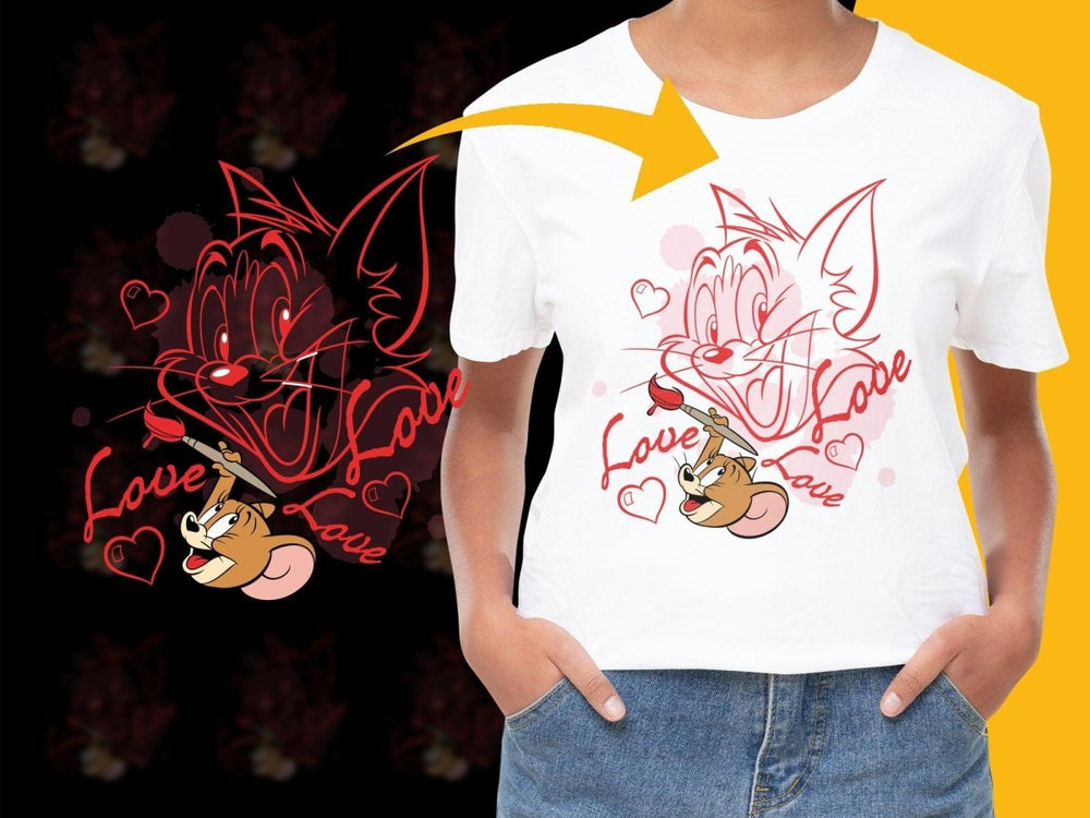 Playful Tom and Jerry Graphic Love PNG File - Teepew
