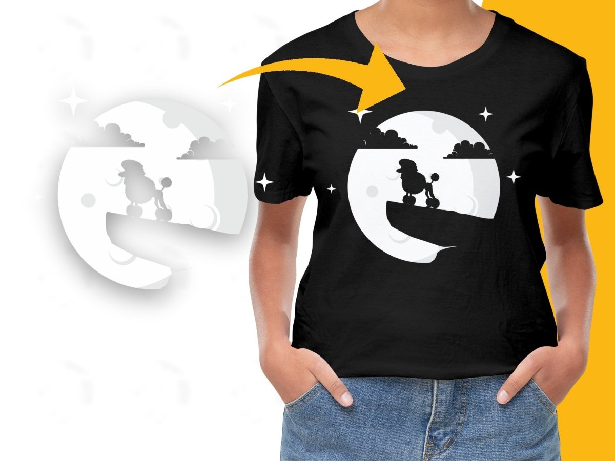 Poodle Dog Silhouette Full Moon Graphic PNG File - Teepew