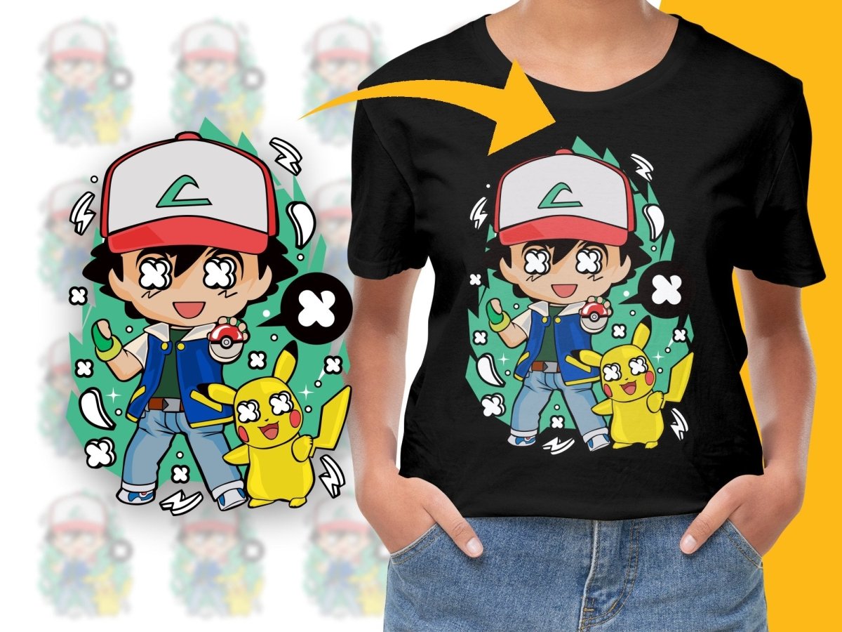 Popculture Anime Trainer and Electric Mouse Cartoon PNG File - Teepew