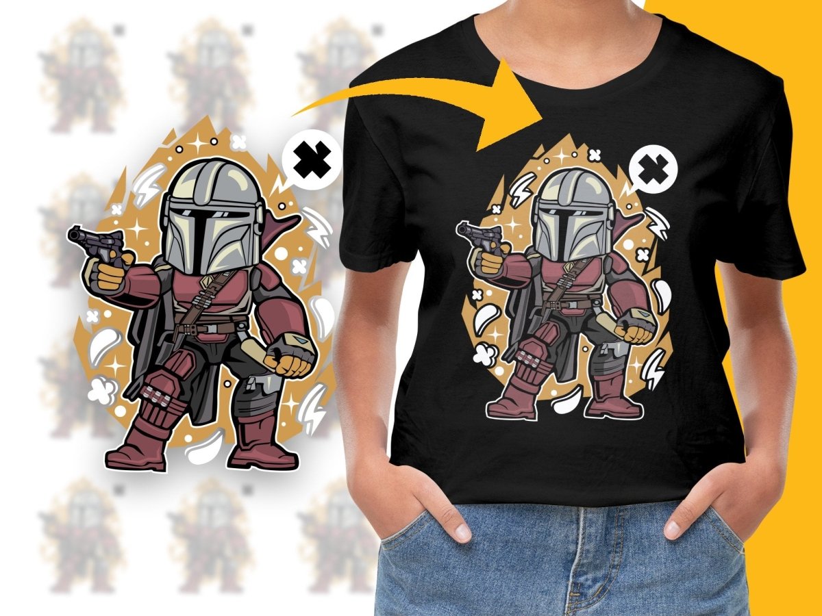 Popculture Cartoon Style Armored Warrior Holding Blaster PNG File - Teepew