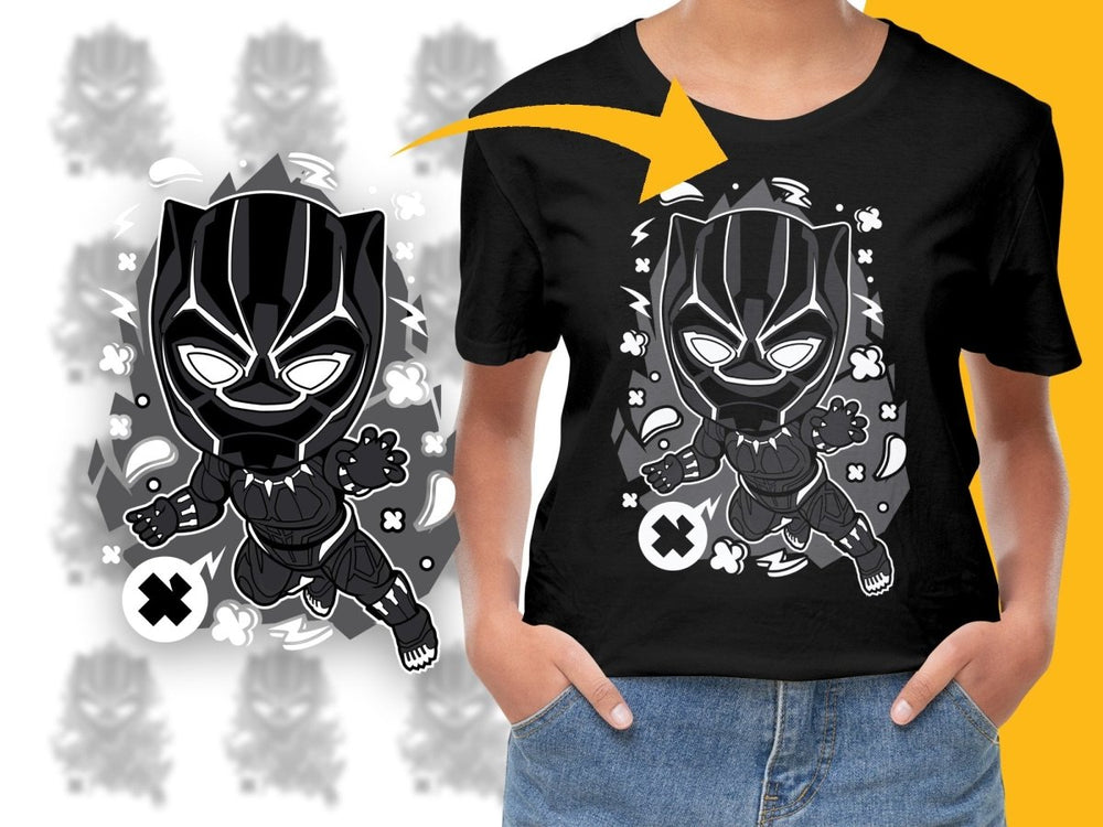 Popculture Cool Chibi Style Black Panther PNG File - Teepew