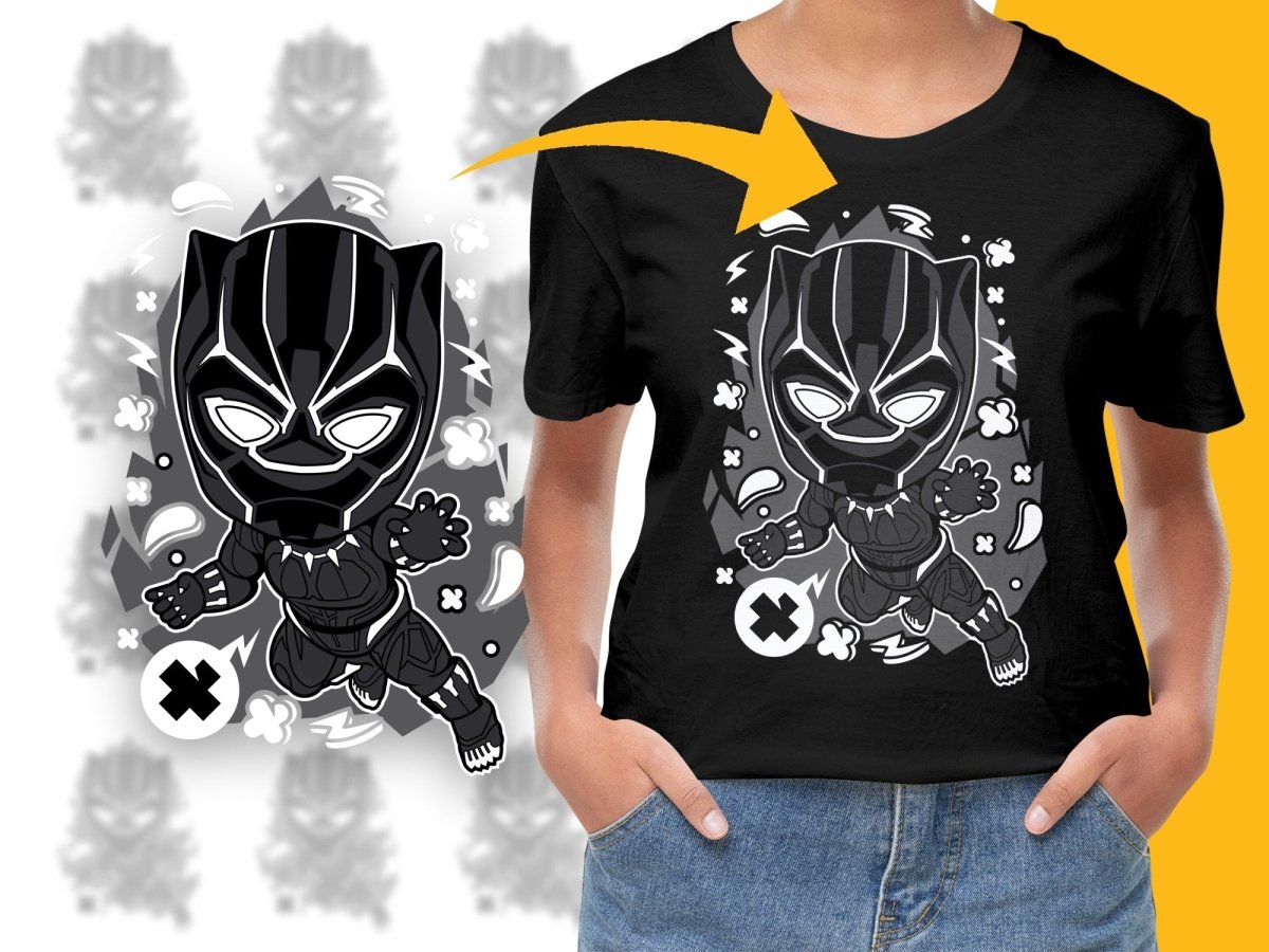 Popculture Cool Chibi Style Black Panther PNG File - Teepew
