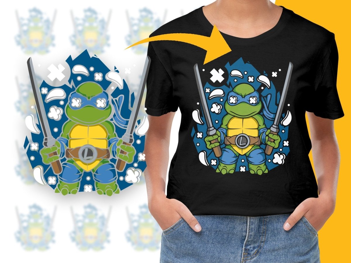 Popculture Cute Cartoon Turtle Holding Dual Swords PNG File - Teepew