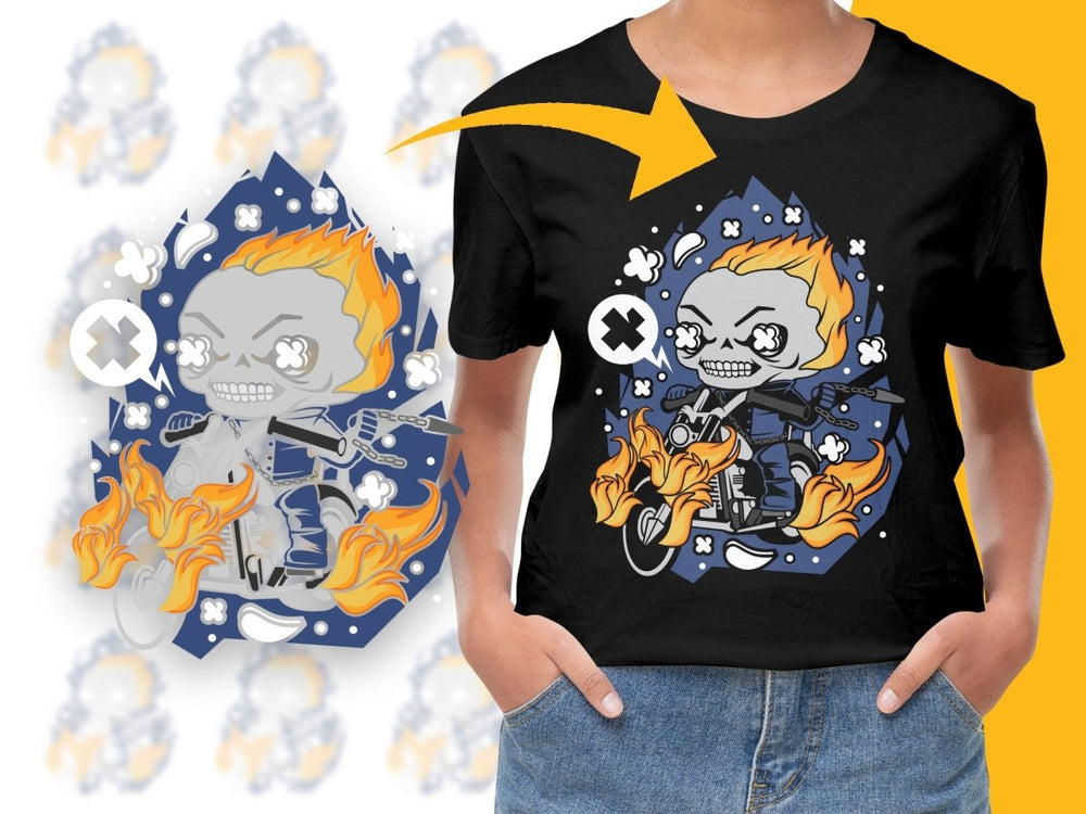 Popculture Fiery Ghost Rider on Motorbike PNG File - Teepew